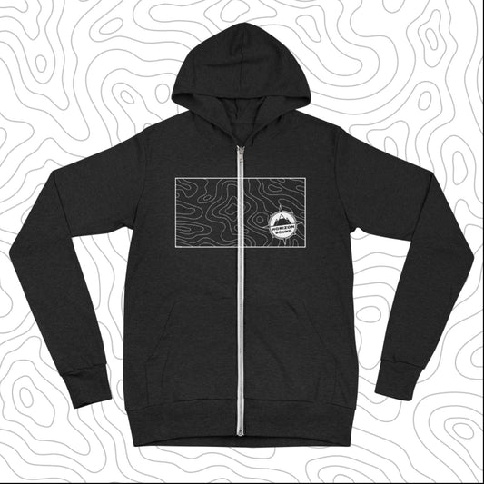 Topo Map Zip Up Hoodie