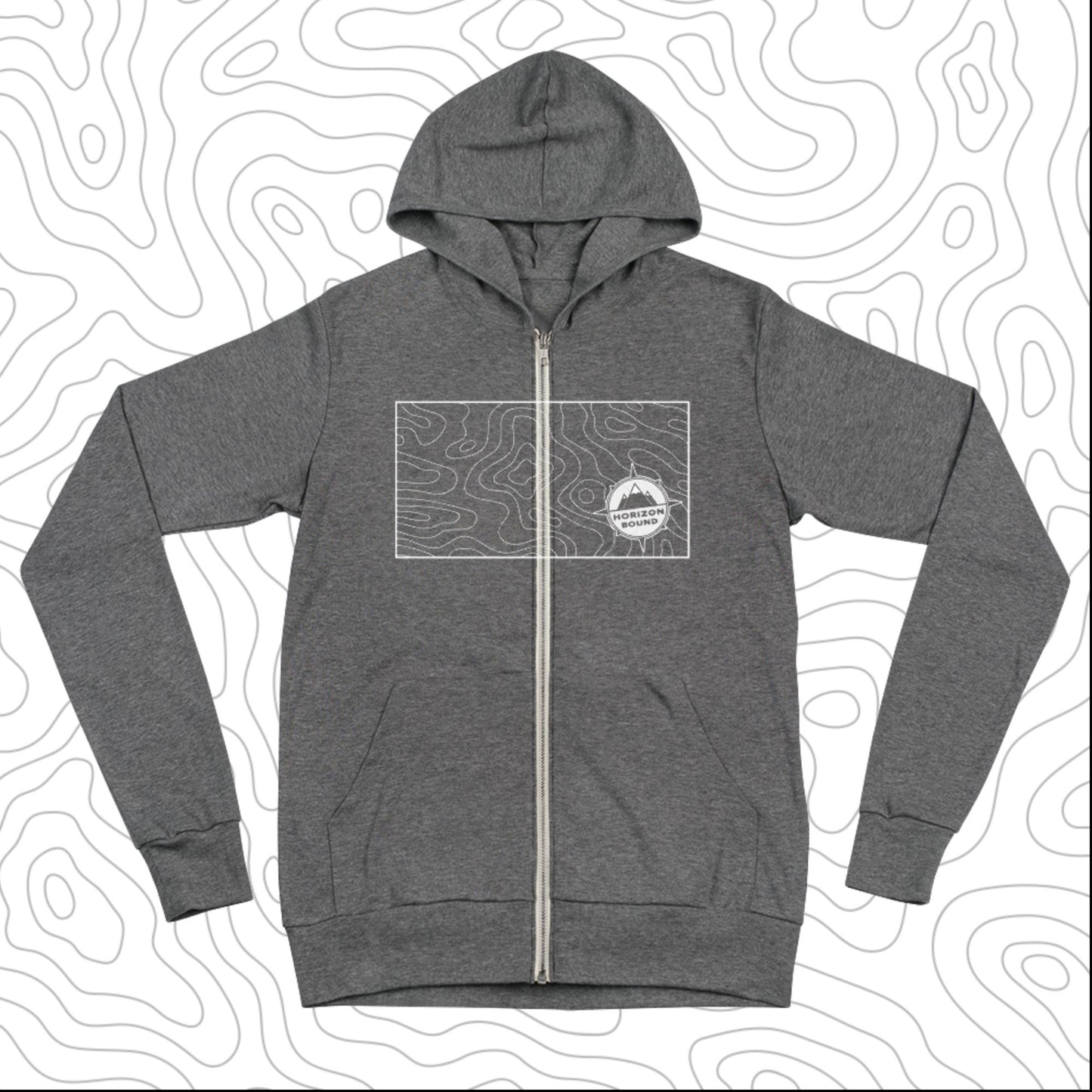 Topo Map Zip Up Hoodie