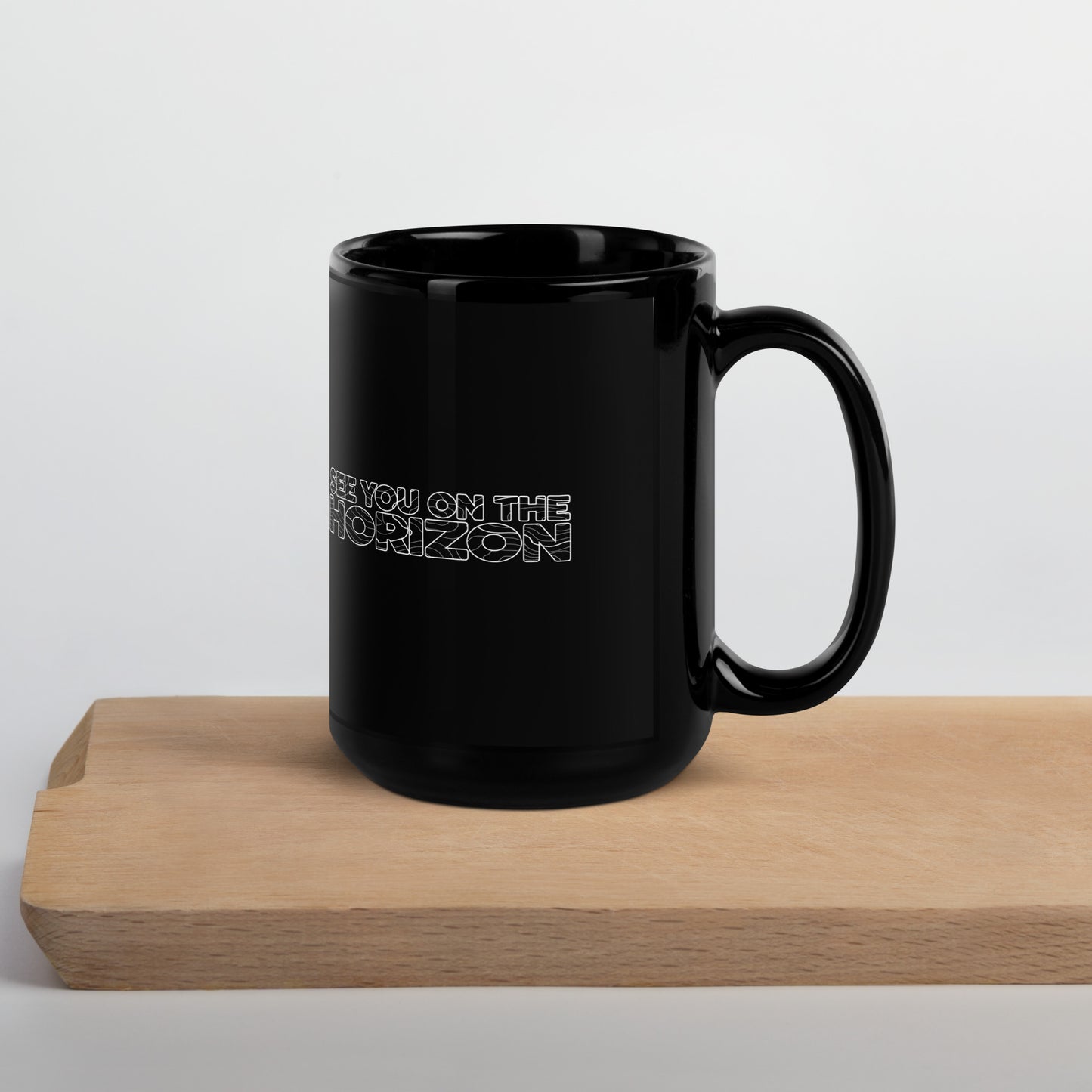 Horizon Bound Compass Black Glossy Mug